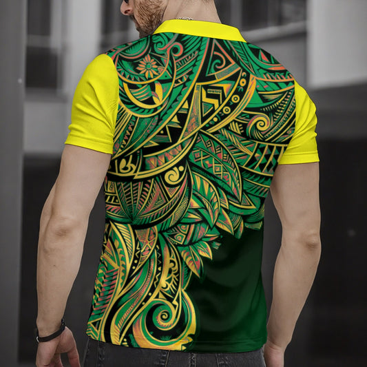 “Aussie Paua” Men's Short Sleeve Button Polo Shirt