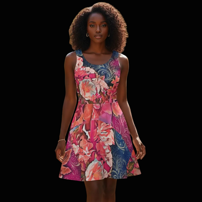 “Celestial Bloom” Women's Sleeveless Dress