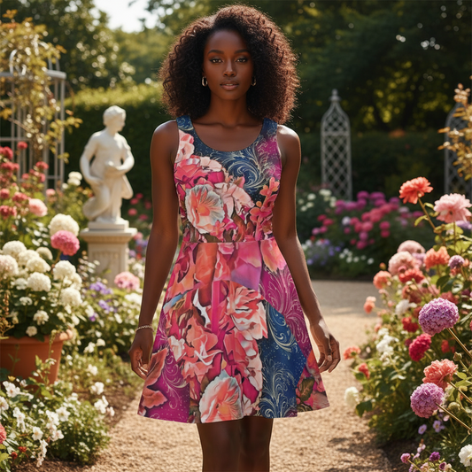 “Celestial Bloom” Women's Sleeveless Dress