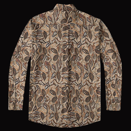“Rustic Foliage “ Men's Casual Lapel Long Sleeve Shirt|125GSM Cotton