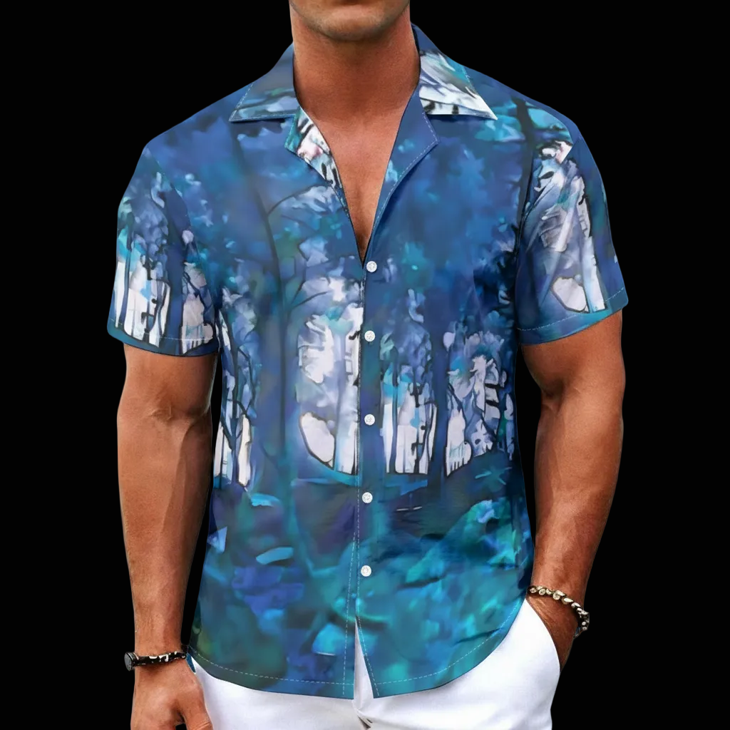 “Blue Forest” Men's Hawaiian Shirt