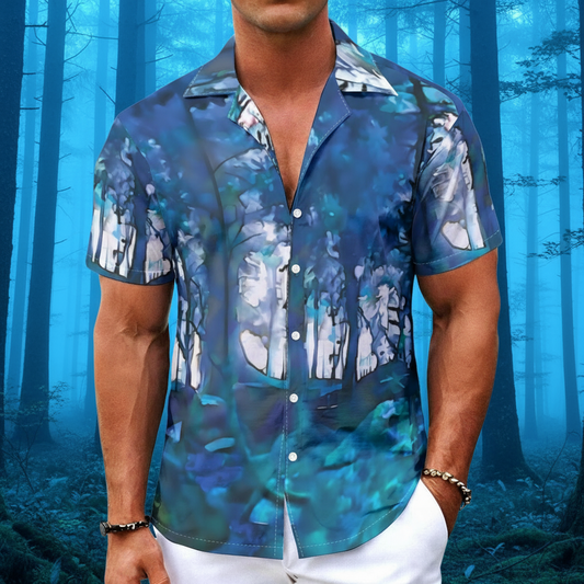 “Blue Forest” Men's Hawaiian Shirt
