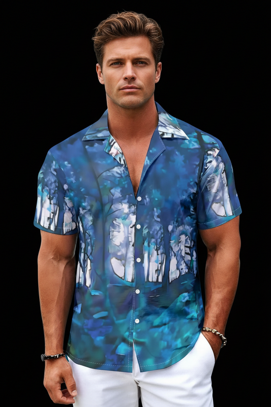“Blue Forest” Men's Hawaiian Shirt