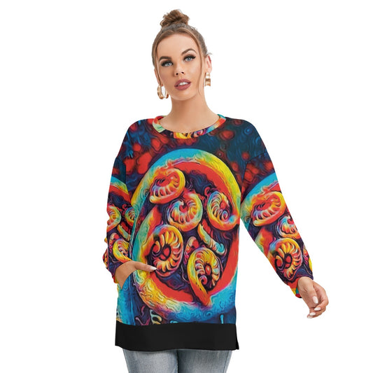 “Rainbow Family” Women's Side Split O-neck Sweatshirt