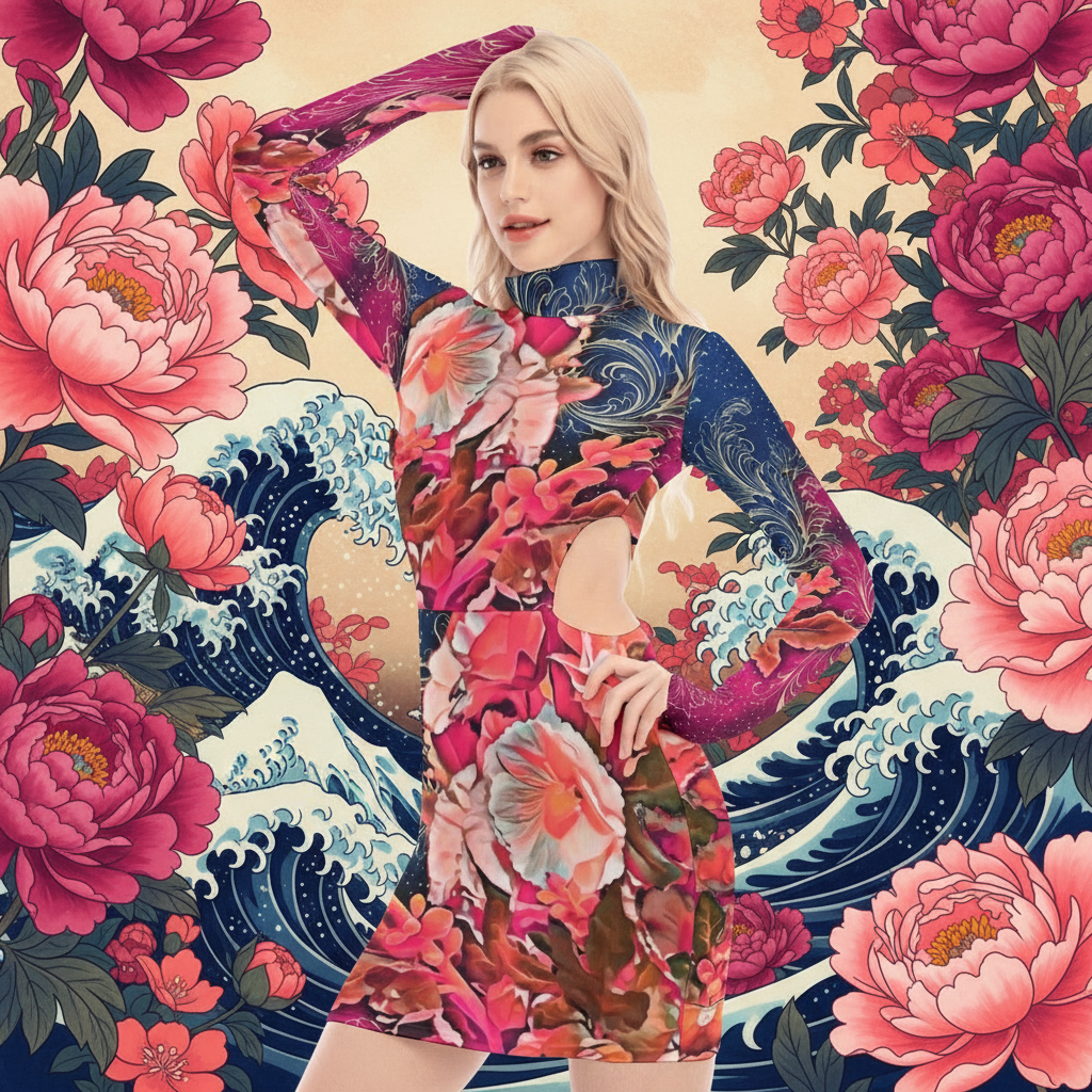 “Celestial Bloom” Women's Waist Hollow Hip Dress