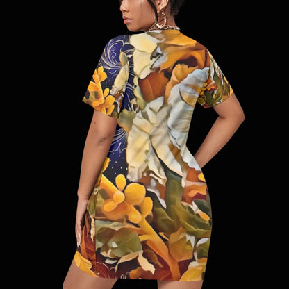 “Solara” Women’s Stacked Hem Dress With Short Sleeve（Plus Size）