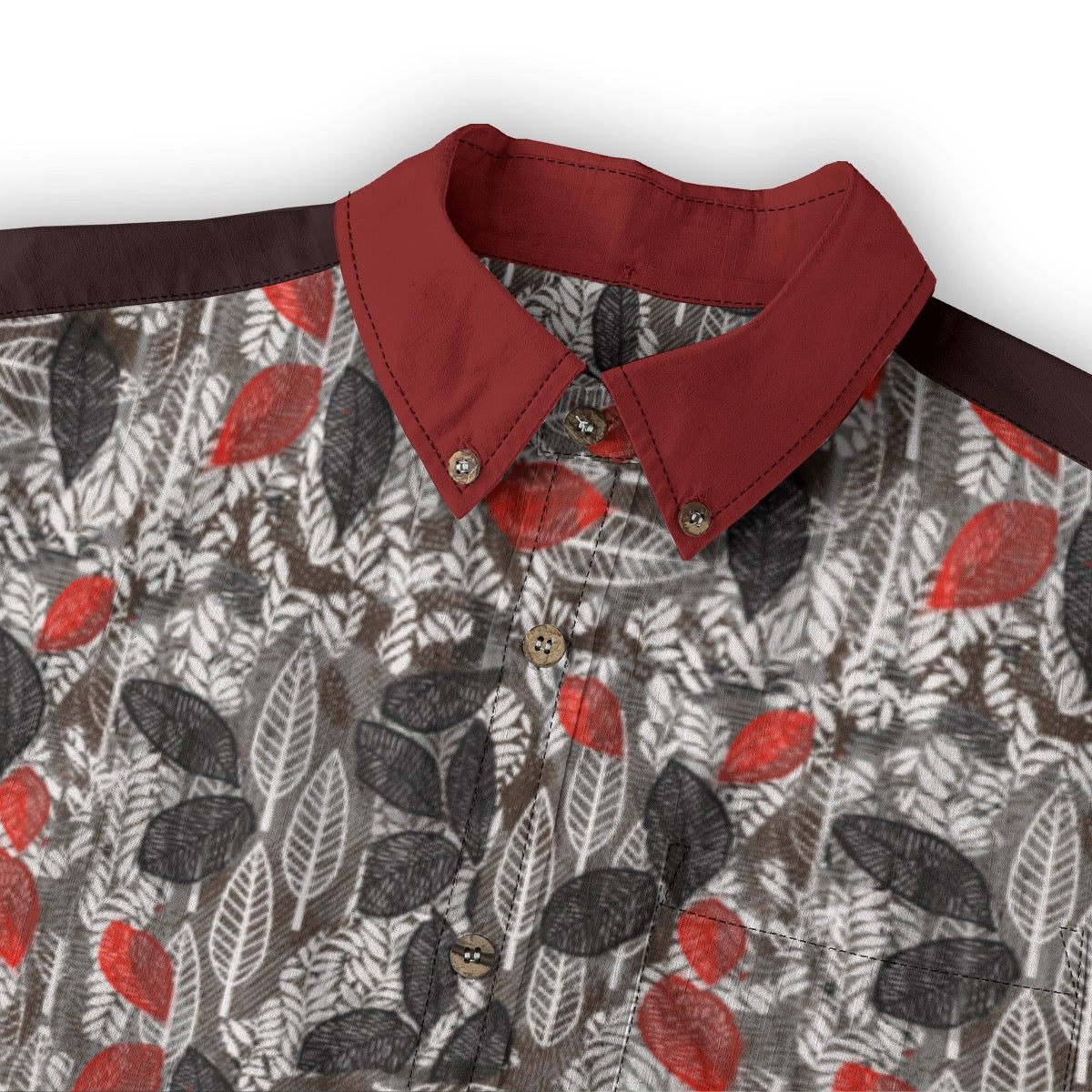 “Foliage Flush” Men's Casual Lapel Long Sleeve Shirt|125GSM Cotton