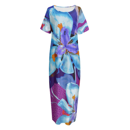 “The Blue Dietes” Women's Long Dress With Pocket