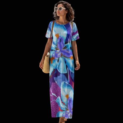 “The Blue Dietes” Women's Long Dress With Pocket