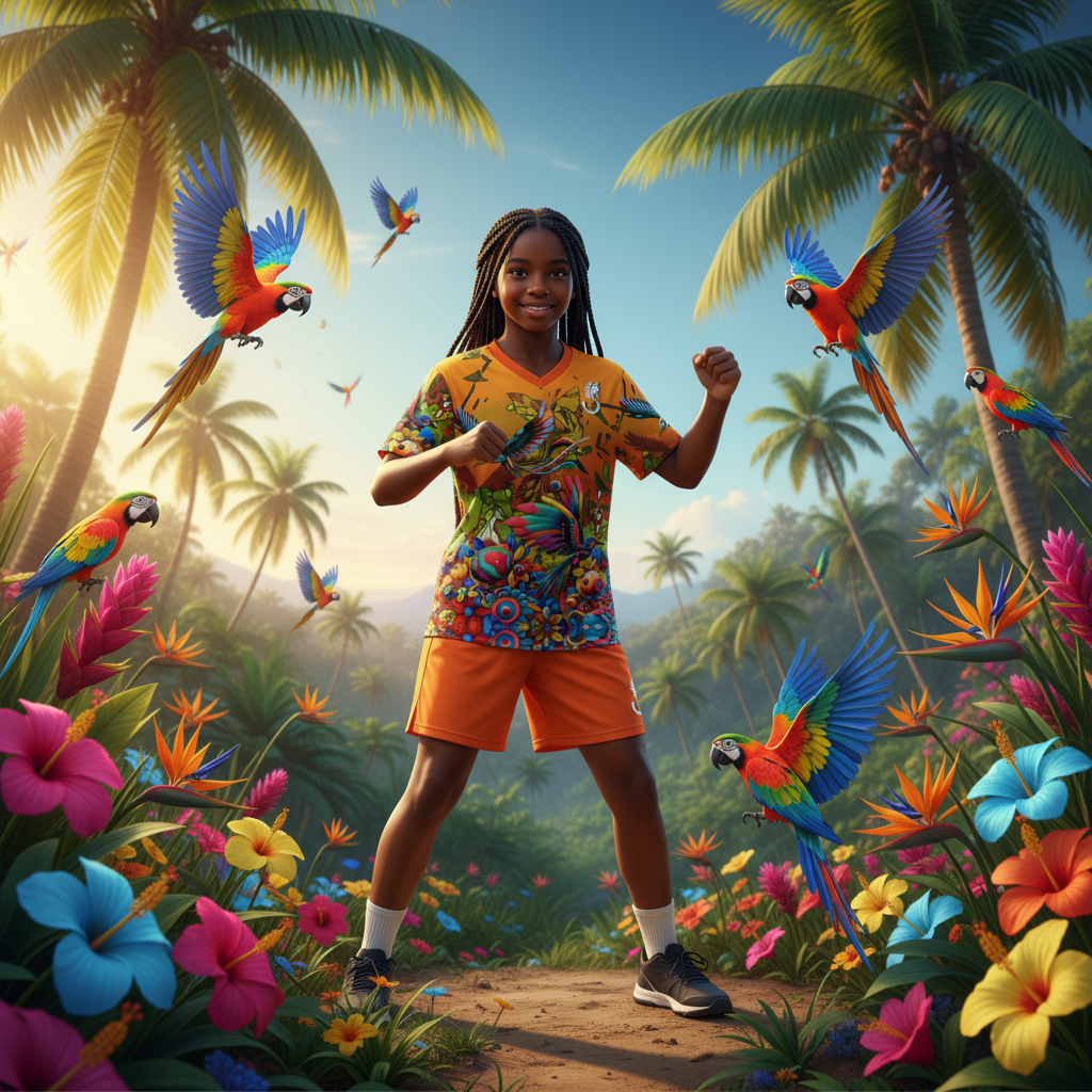 “Yellow Garden of Delights” Children's Sports T-Shirt Set