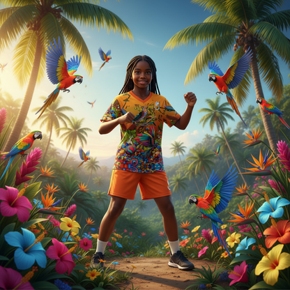 “Yellow Garden of Delights” Children's Sports T-Shirt Set