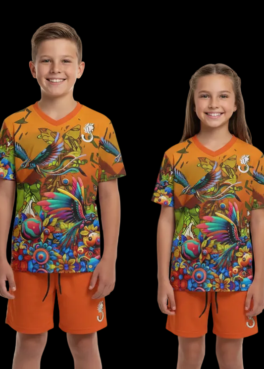 “Yellow Garden of Delights” Children's Sports T-Shirt Set