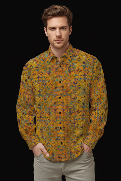 “Nexus” Yellow- Men's Slim Fit Long Sleeve Shirt