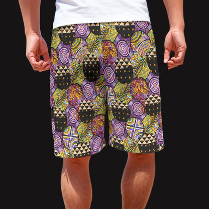 “Geo-patchwork” Men's Cargo Shorts