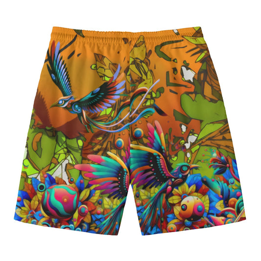 “Yellow Garden of Unseemly Delights”  Men‘s Beach Shorts With Lining