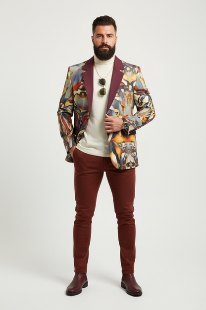 “Outback Hues” Men's Casual Flat Lapel Collar Blazer | 245GSM Cotton