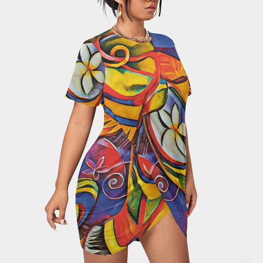 “Sassy” Women’s Stacked Hem Dress With Short Sleeve（Plus Size）