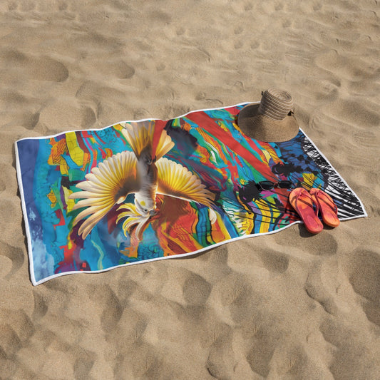 “Sulphur Crested Soaring” Rectangular Beach Towel