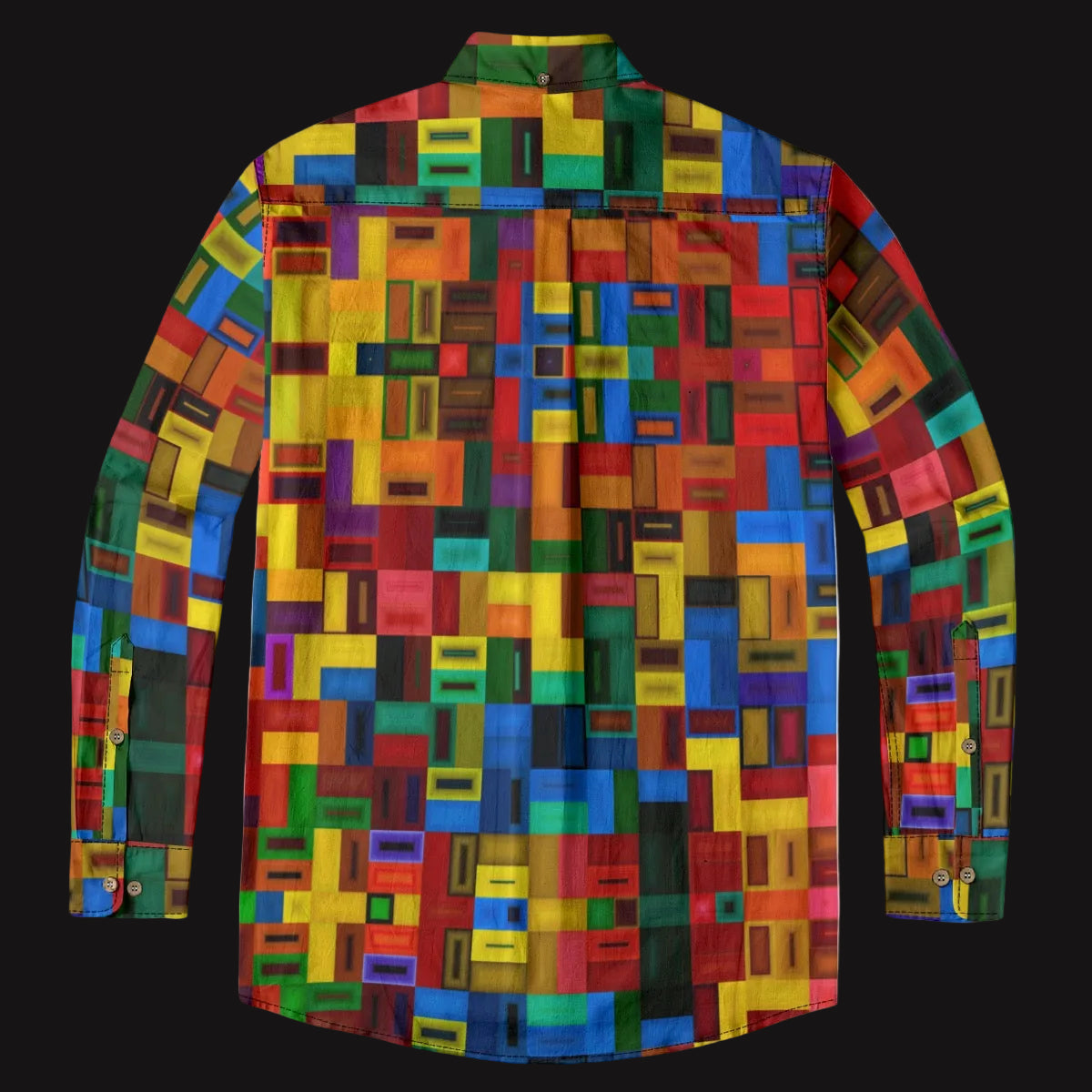 “Blocked” Men's Casual Lapel Long Sleeve Shirt|125GSM Cotton