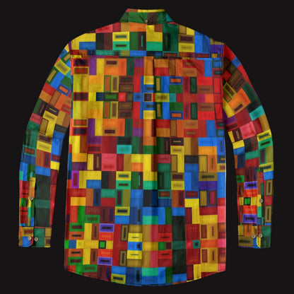 “Blocked” Men's Casual Lapel Long Sleeve Shirt|125GSM Cotton