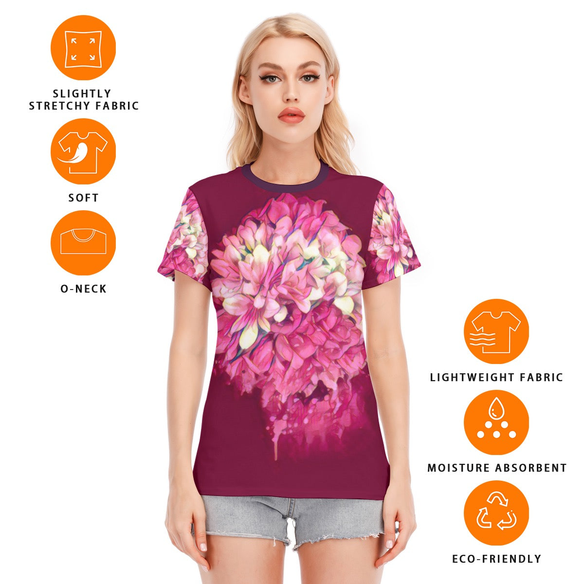 “Hydrangea” Women's Round Neck T-Shirt