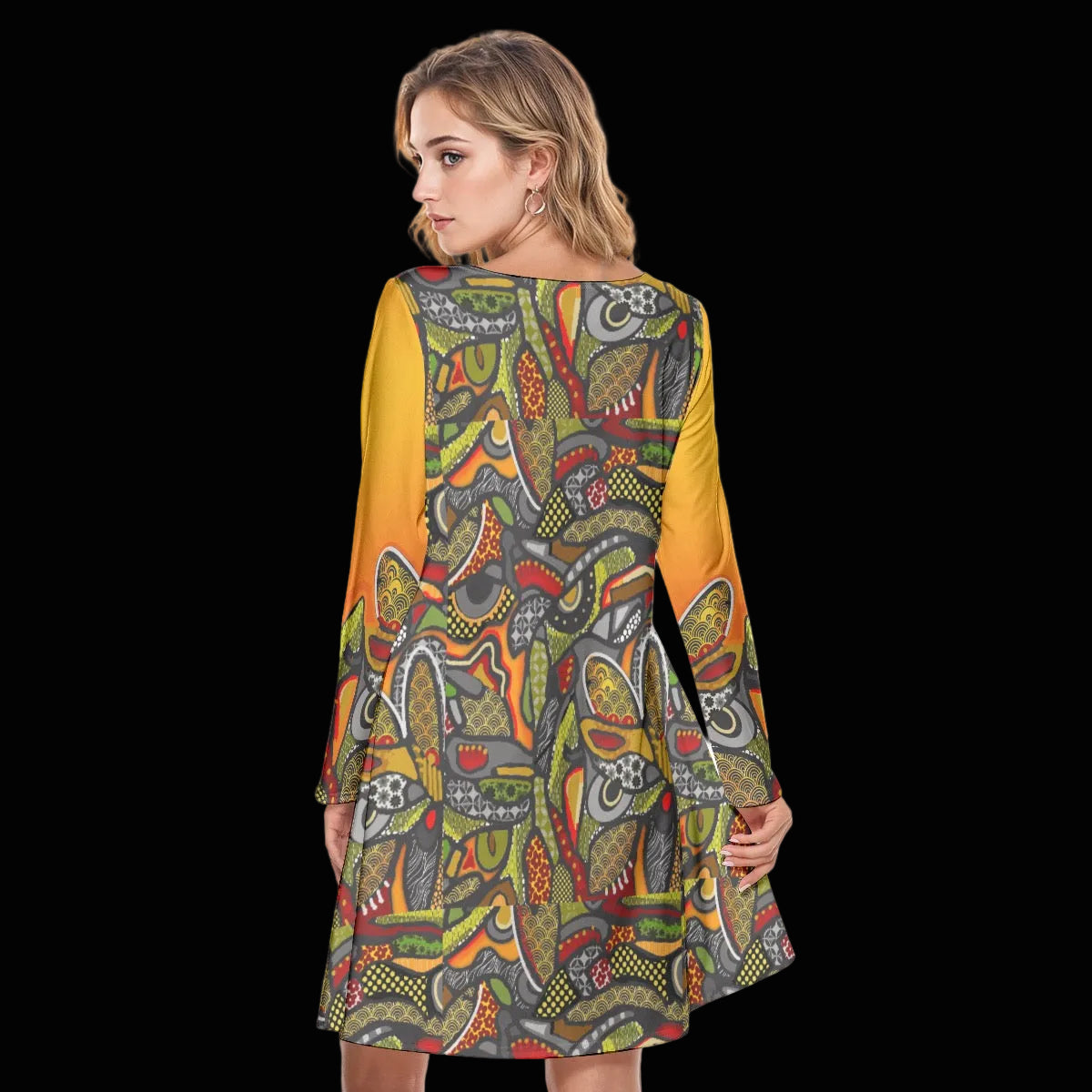 “Zedomina” Women's Round Neck Dress|190GSM Cotton