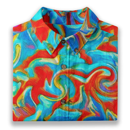 “Aurora Flare” Men's Breathable Cotton Shirt|125GSM