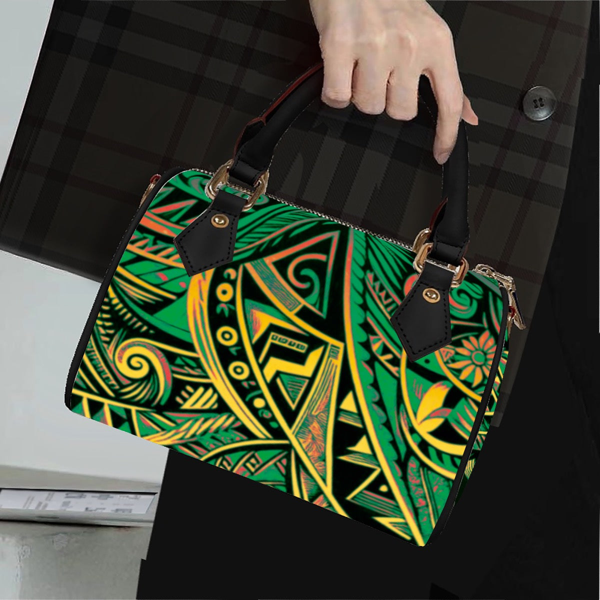 “Nesia” Classic Barrel-Shaped PU Leather Handbag