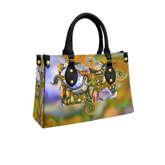 “River Stones” Women's Tote Bag With Black Handle