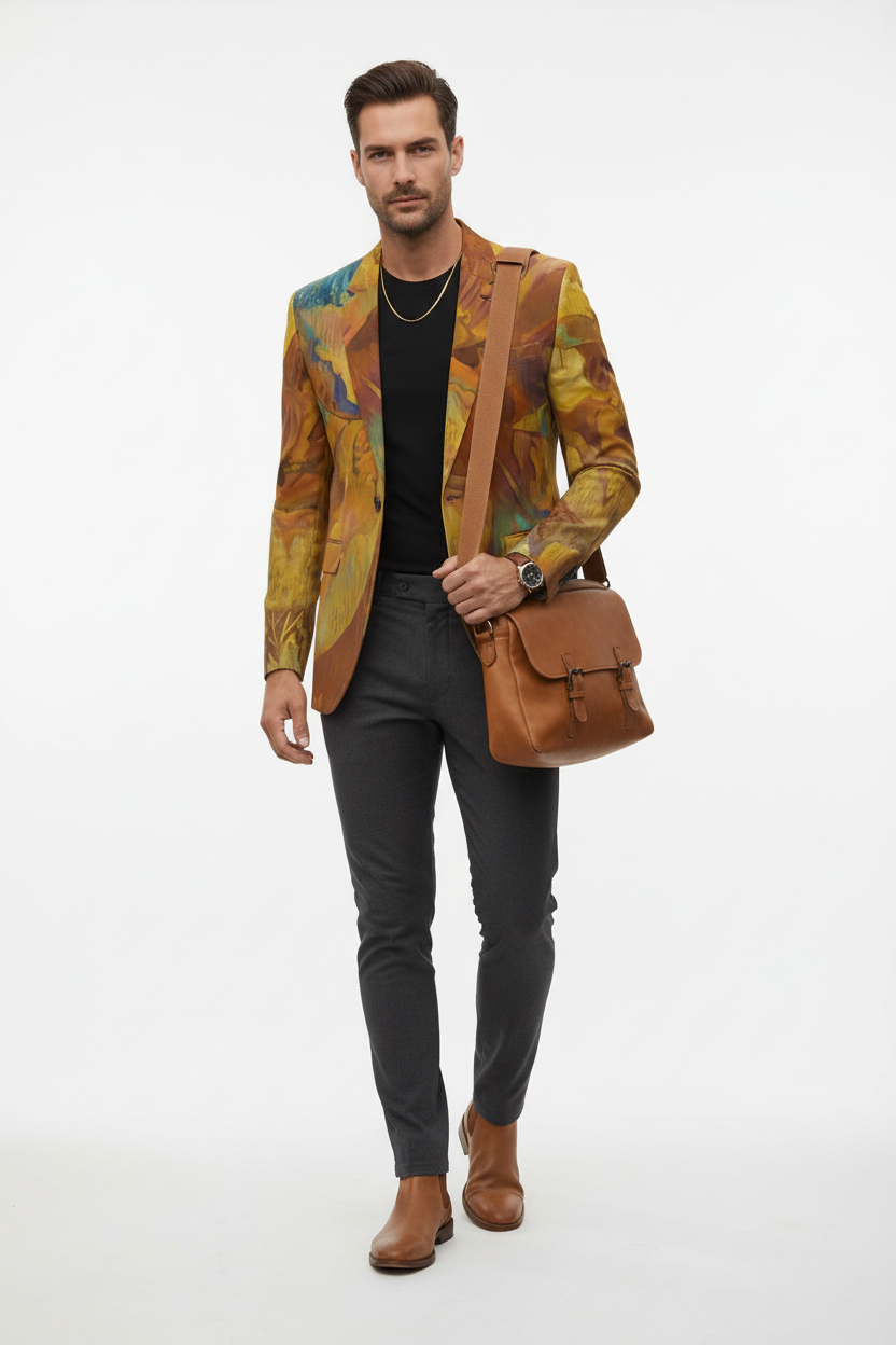 “Mirage” Men's Casual Flat Lapel Collar Blazer | 245GSM Cotton