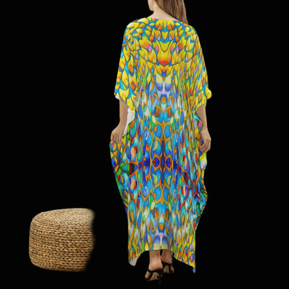 “Prism” Women's Imitation Silk V-neck Kaftan Robe