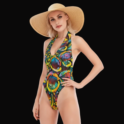 “Spectrum” Women's Backless V-neck Skinny Bodysuit