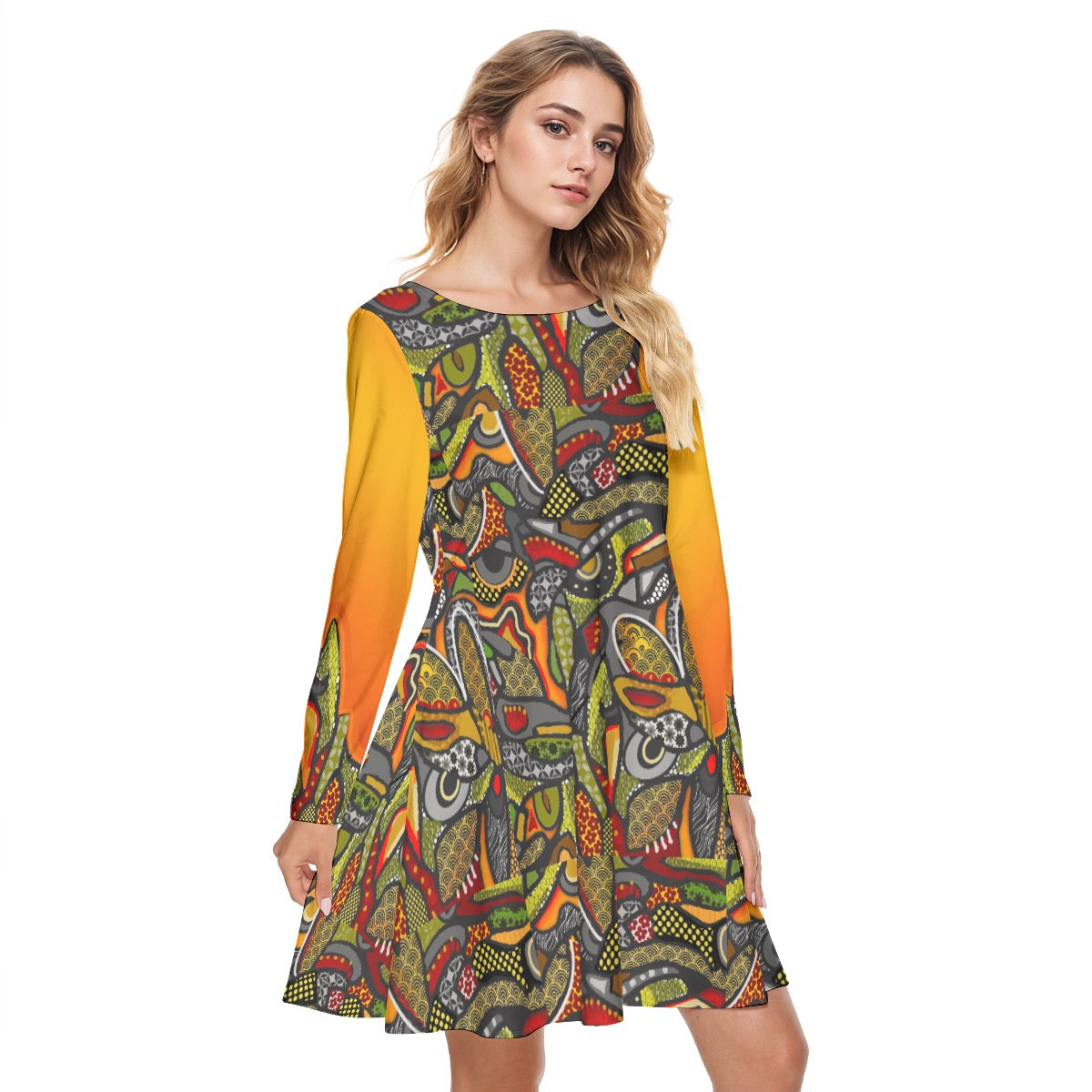 “Zedomina” Women's Round Neck Dress|190GSM Cotton