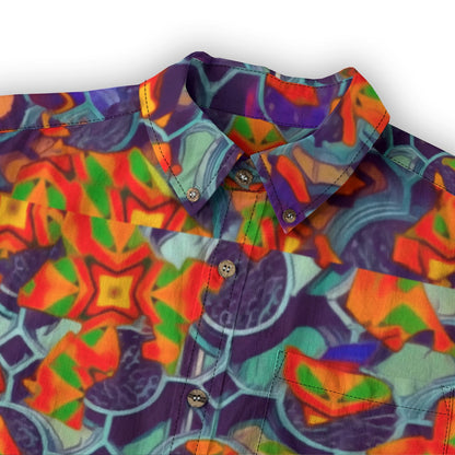 “Botanic Nebula” Men's Casual Lapel Long Sleeve Shirt|125GSM Cotton