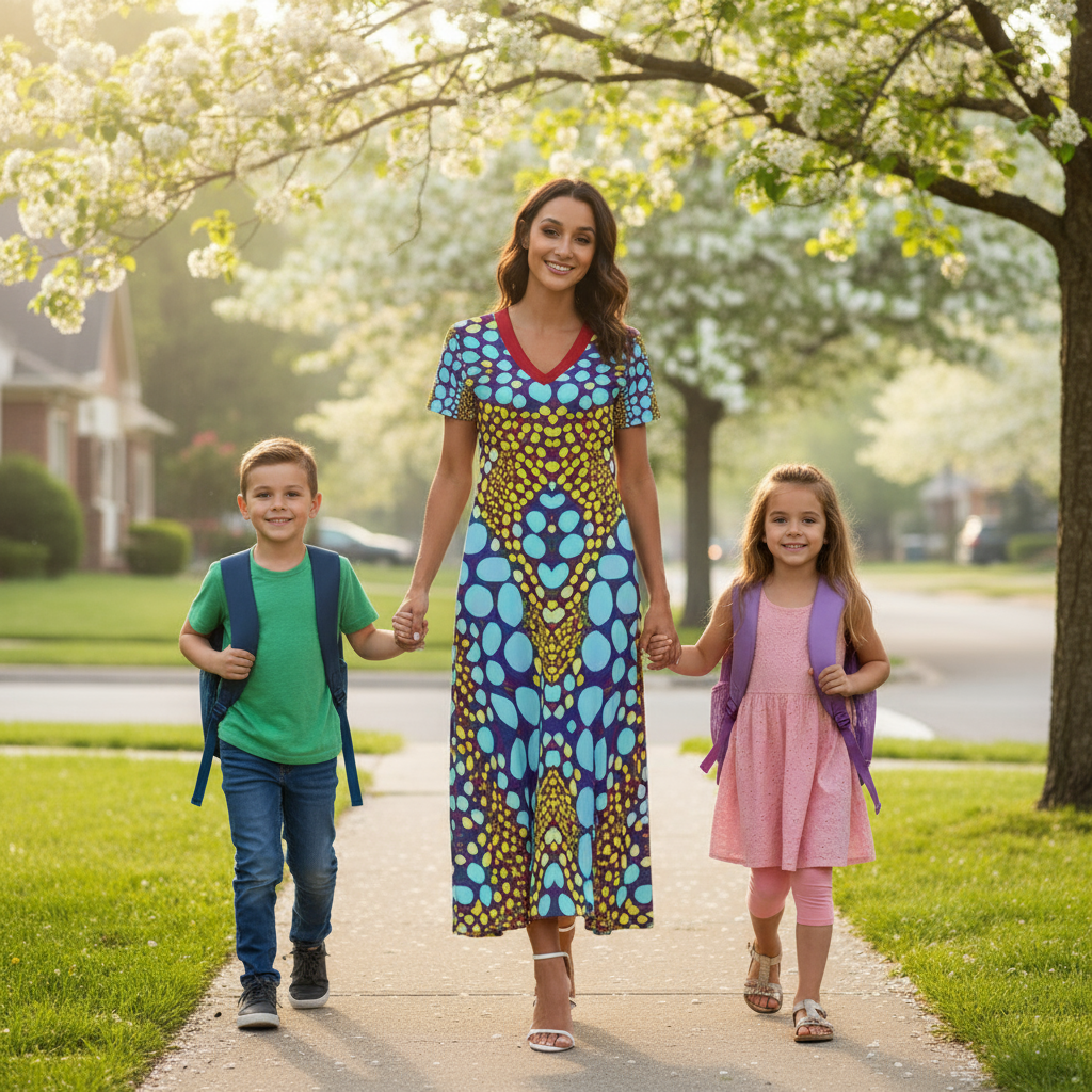 “Sunstone” V-neck Dress With Side Slit