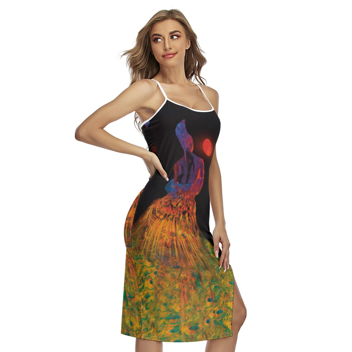 “Blood Moon” Women's Back Cross Cami Dress