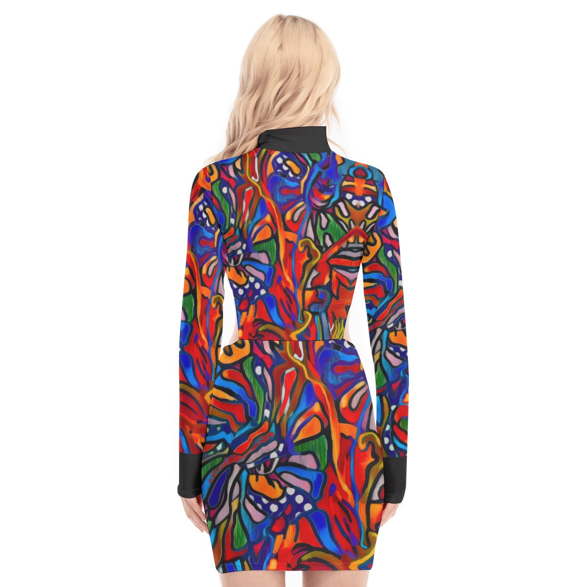 “Crimson Bloom” Women's Waist Hollow Hip Dress