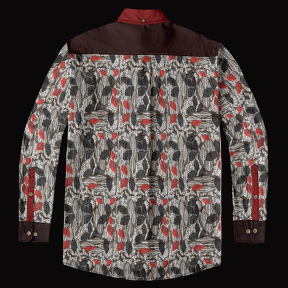 “Foliage Flush” Men's Casual Lapel Long Sleeve Shirt|125GSM Cotton