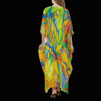 “Iridescence” Women's Imitation Silk V-neck Kaftan Robe