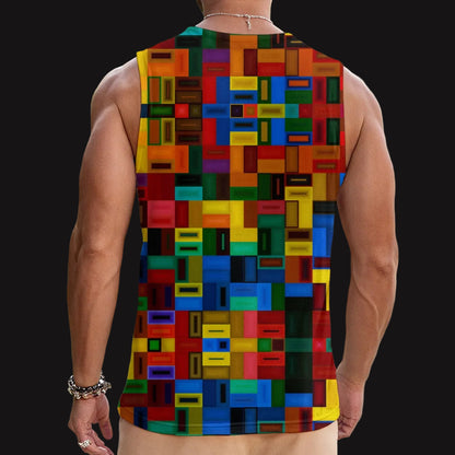 “Blocked” Men's Tank Top With Drawstring