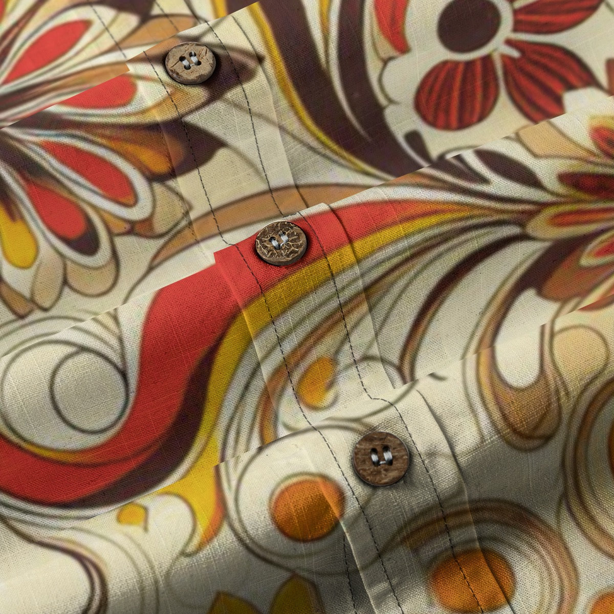 “Retro Paisley” Men's Breathable Cotton Shirt|125GSM