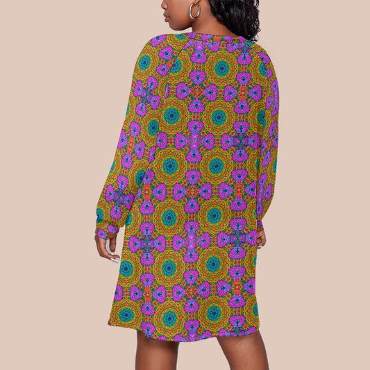 “Matrix” Women's Dress With Raglan Sleeve(Plus Size)