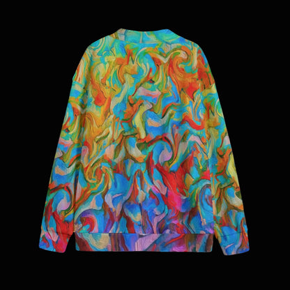 “Coober Pedy” Unisex V-neck Knitted Fleece Cardigan With Button Closure