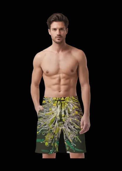 “White Bottlebrush” Men's Casual Short Pants