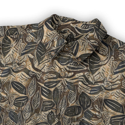 “Woodland Veins “ Men's Casual Lapel Long Sleeve Shirt|125GSM Cotton