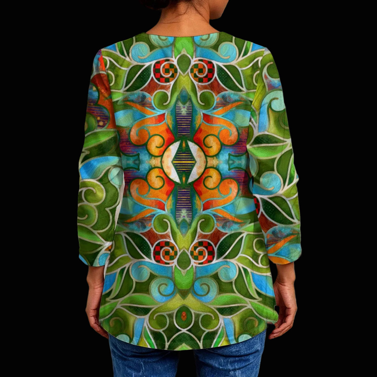 “Verdant Tapestry” Women's Faux Sweater Cardigan