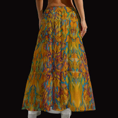“Gilded Pathways” Women's Pleated Long Skirt