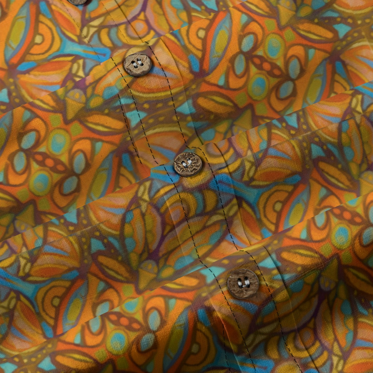 “Bloomfield Ochres” Men's Casual Lapel Long Sleeve Shirt|125GSM Cotton