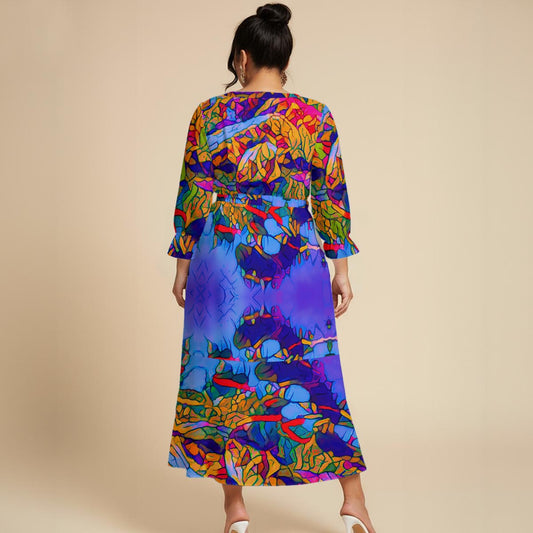 “ Cerulean Spectrum Gown”.Women’s Maxi Dress|Plus Size