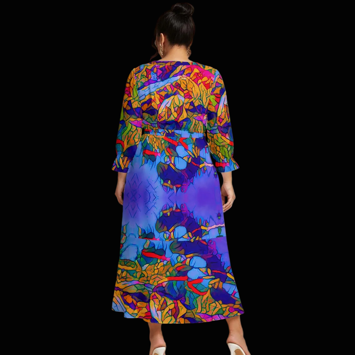 “Cerulean Spectrum Gown”.Women’s Maxi Dress|Plus Size